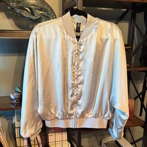 Elegant Women's Silver Bomber Jacket